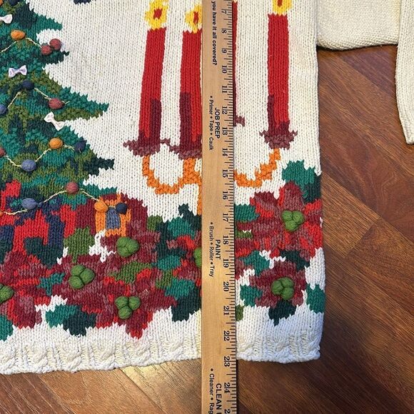 Vintage Ugly Christmas Sweater 3D Tree & Candles Crystal Kobe MEDIUM - Picture 5 of 9